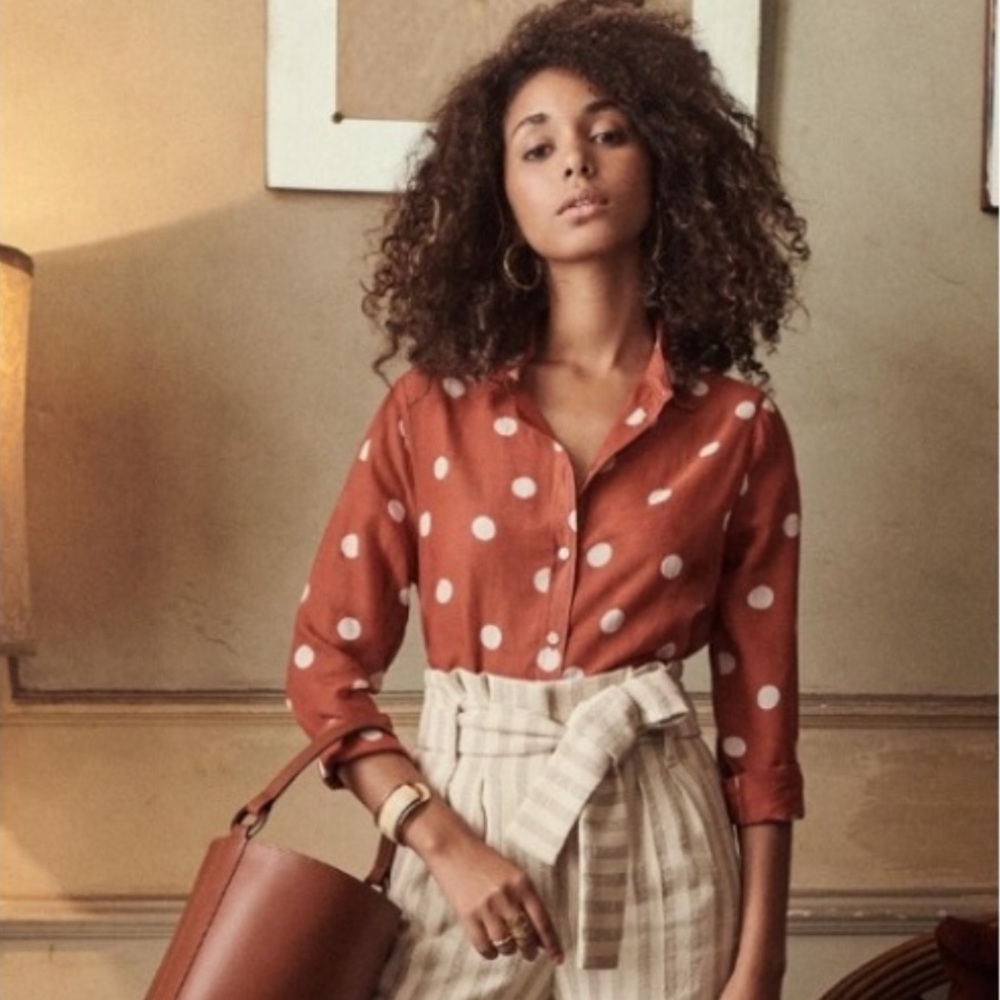 Stunning Sezane Pierro Shirt. Ecru Dots. Size 38.